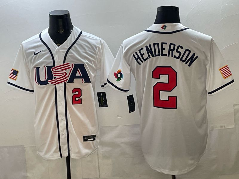 Men 2026 World Cub USA #2 Henderson White Game Nike MLB Jersey style 005